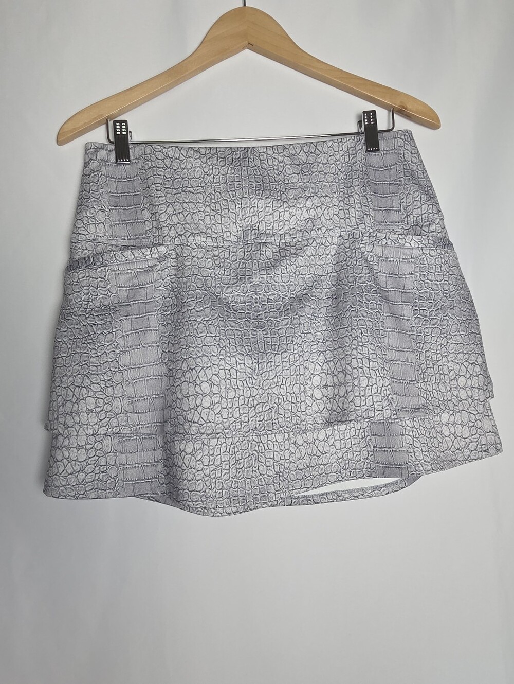 Lucky in Love Layered Light Gray Croc Tennis Skirt